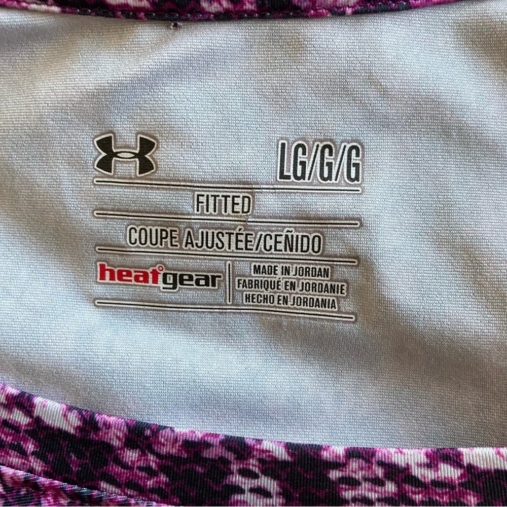 Under Armour Heat Gear Fitted Active Long Sleeve Shirt Top Pink Snakeskin Size L - Picture 5 of 5